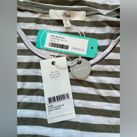 Ripe Maternity • Lionel Maternity Nursing Tee • Green & White Stripes • Small - Picture 5 of 5